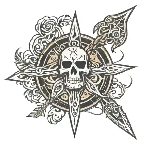 Rune stave Spear of Vengeance tattoo design idea