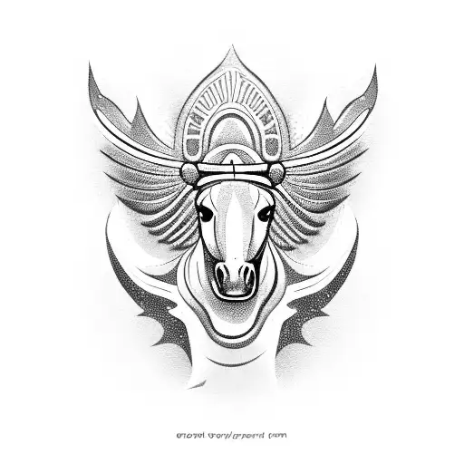 taurus, horse, wings and money tattoo design idea