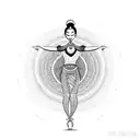 A mesmerizing hula dancer surrounded by tribal patterns tattoo design idea