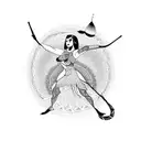 A mesmerizing hula dancer surrounded by tribal patterns tattoo design idea