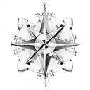 A compass rose intertwined with paw prints, symbolizing your passion for navigation and your search and rescue K9 handler role tattoo design idea