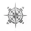 A compass rose intertwined with paw prints, symbolizing your passion for navigation and your search and rescue K9 handler role tattoo design idea
