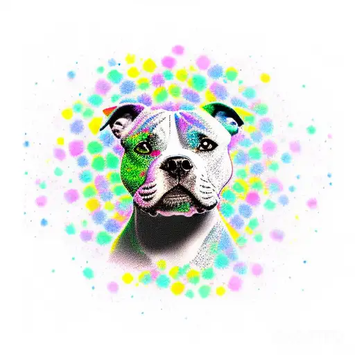 Staffordshire Bull Terrier Rainbow Pawprint tattoo design idea