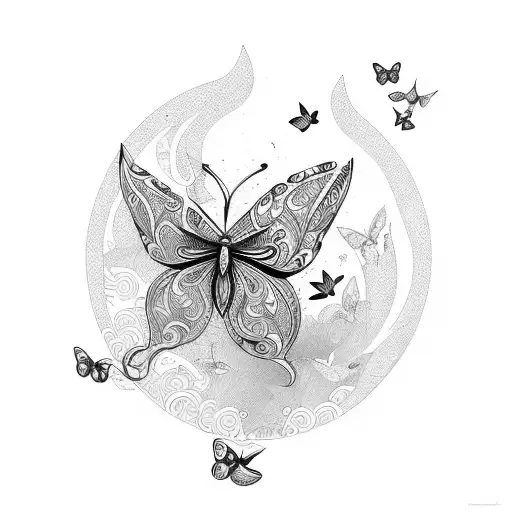 Kayak with Butterfly tattoo design idea