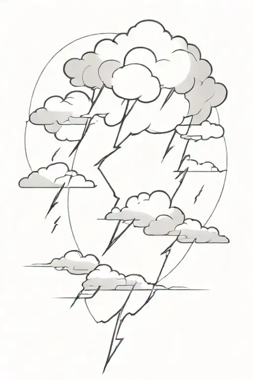 lightning and dark clouds tattoo design idea