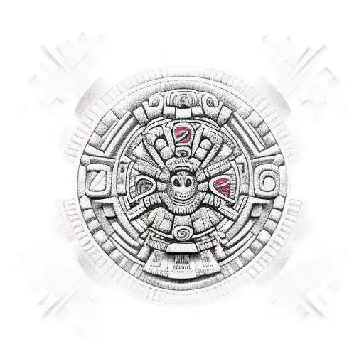 Graffiti inspired Aztec calendar tattoo design idea