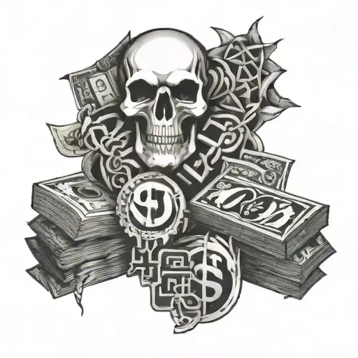 gangster money symbols tattoo design idea