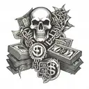 gangster money symbols tattoo design idea