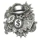gangster money symbols tattoo design idea