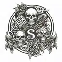gangster money symbols tattoo design idea