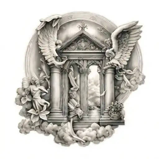Heaven gates and Trusting in God and Angels tattoo design idea