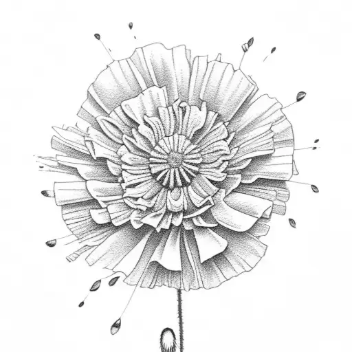 poppy marigold chrysanthemum bouquet tattoo design idea