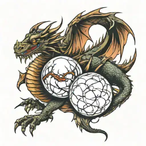 dragon, thorns, crystal ball, magic  tattoo design idea