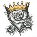 a heart, a crown and a rose. tattoo design idea