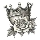a heart, a crown and a rose. tattoo design idea