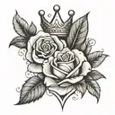 a heart, a crown and a rose. tattoo design idea