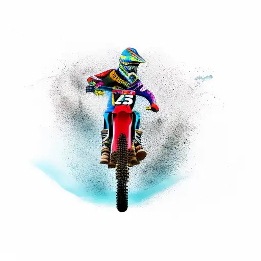 motocross bike with desert and money  tattoo design idea