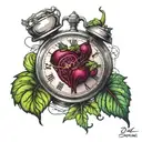 two clocks with a hart beet being pulled tattoo design idea