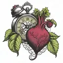 two clocks with a hart beet being pulled tattoo design idea