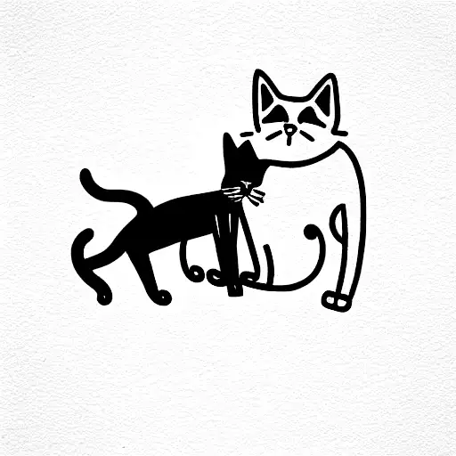  cartoon-ish cat and dog 1920s gangster with gun tattoo design idea