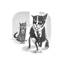 cat and dog 1920s gangster with gun tattoo design idea