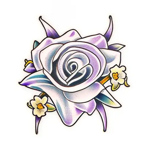 violets and daffodils  tattoo design idea