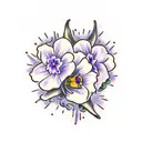 violets and daffodils  tattoo design idea