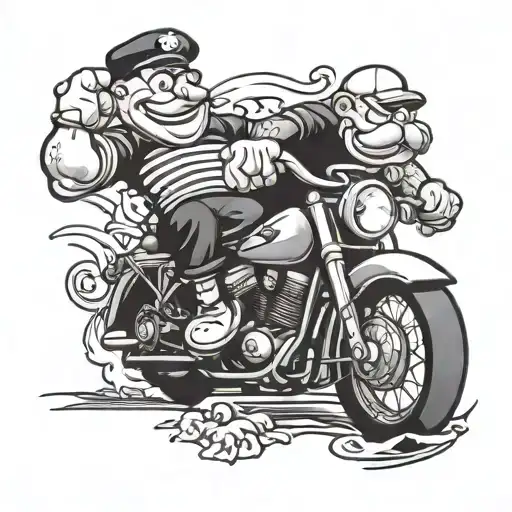 popeye and Garfield and harley davidson motorcycle tattoo design idea