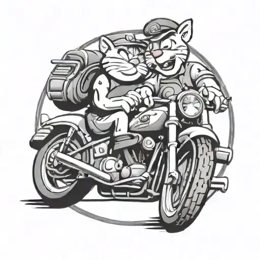 popeye and Garfield cat and harley davidson motorcycle tattoo design idea