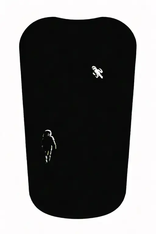 astronaut walking down road through abandoned metropolis with crumbling skyscrapers under a cosmic sky tattoo design idea