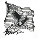 Eagle and American Flag primarily black tattoo design idea