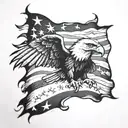 Eagle and American Flag primarily black tattoo design idea