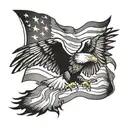 Eagle and American Flag primarily black tattoo design idea