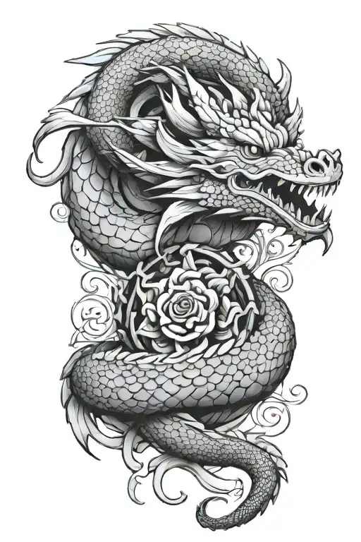 dragon wrapped around words her soul is fierce her heart is brave her mind is strong tattoo design idea