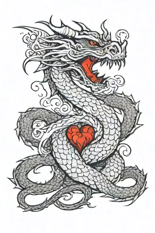 dragon wrapped around words her soul is fierce her heart is brave her mind is strong tattoo design idea