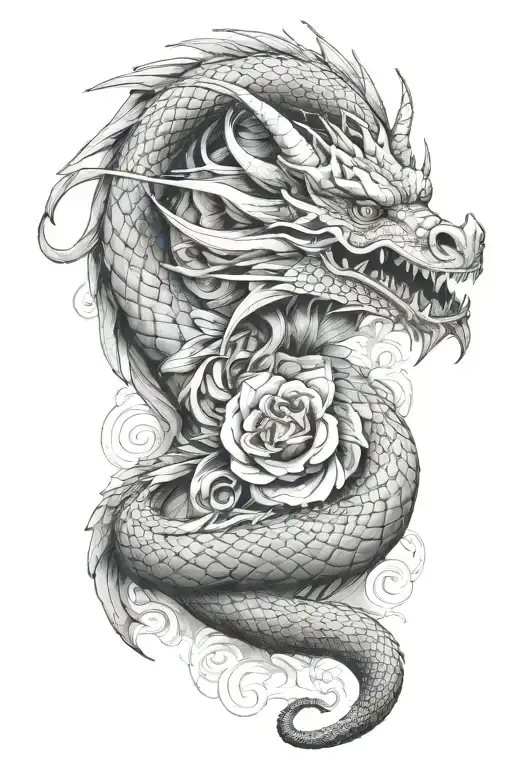 dragon wrapped around words her soul is fierce her heart is brave her mind is strong tattoo design idea