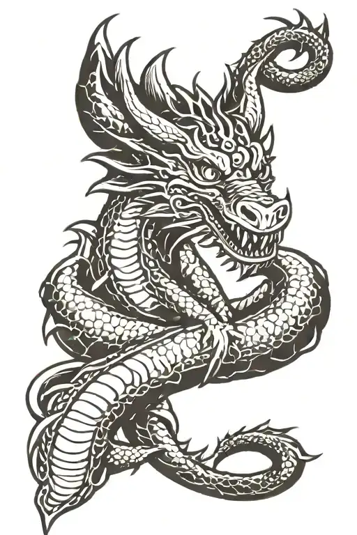 dragon wrapped around words her soul is fierce her heart is brave her mind is strong tattoo design idea