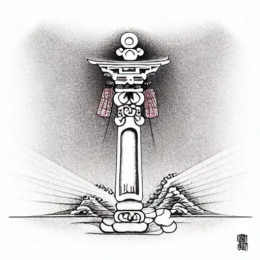 broken greek column and Venus statue tattoo design idea