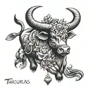 taurus bull, Libra, Sagittarius, tattoo design idea