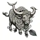 taurus bull, Libra, Sagittarius, tattoo design idea