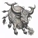taurus bull, Libra, Sagittarius, tattoo design idea