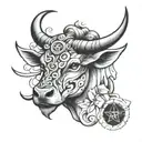 taurus bull, Libra, Sagittarius, tattoo design idea