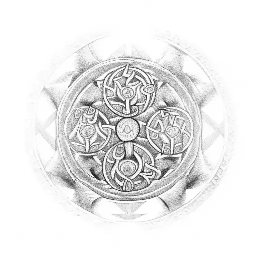 Vegvisir thistle ireland tattoo design idea