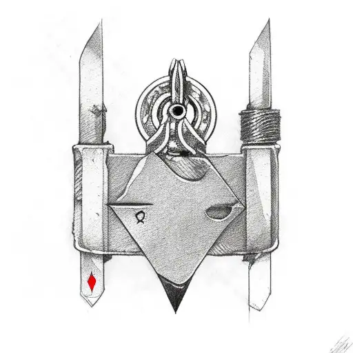 broken chain wrapped around forearm with kunai dagger attached near the bottom of wrist tattoo design idea