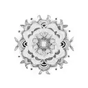 A reggae-inspired mandala with intricate floral patterns tattoo design idea