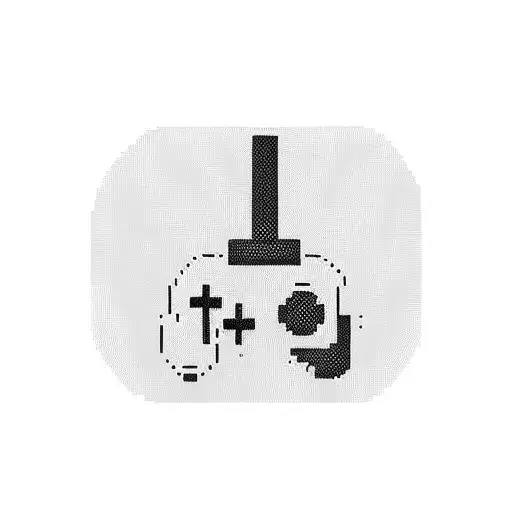 A minimalist tattoo design featuring a pixelated video game controller intertwined with a chef's hat, symbolizing your love for gaming and cooking tattoo design idea