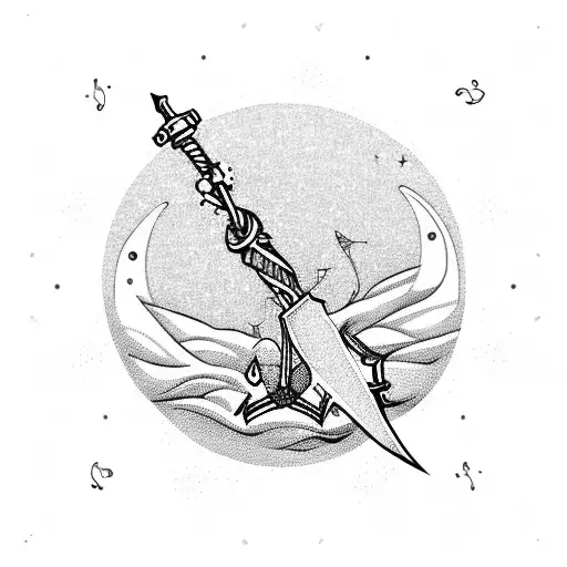 Sagittarius constellar with sea anchor tattoo design idea