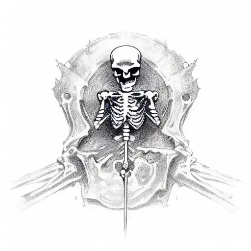 90s video game inspired full body skeleton tattoo design idea