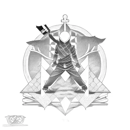 A dynamic blackwork tattoo of Shikamaru Nara strategizing a chess game with his shadow possession jutsu tattoo design idea