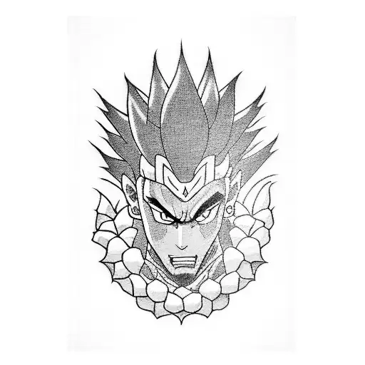 A blackwork tattoo of a fusion between Shikamaru Nara and Hanamichi Sakuragi, combining their unique skills and personalities tattoo design idea